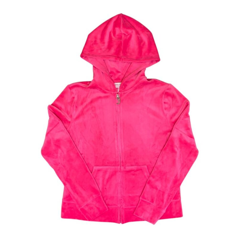 Juicy Couture Velour Jacket, Full Zip, Hooded with Rear Rhinestone Logo - Pink